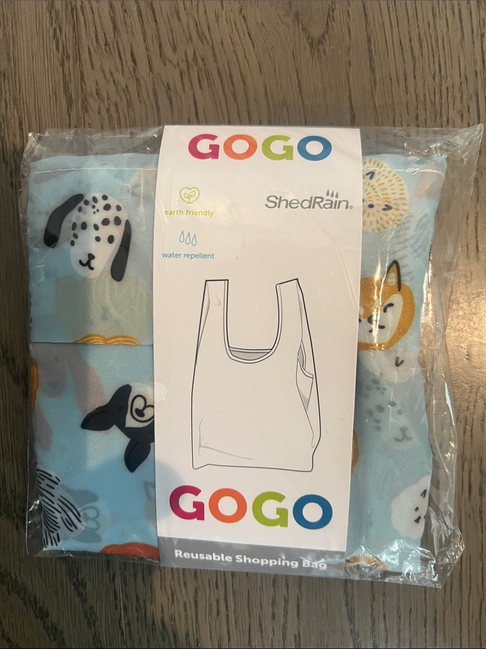NWT GOGO  - Shedrain reusable shopping bag - animal theme